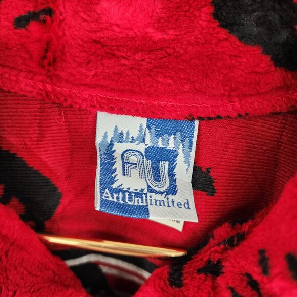 Vtg Art Unlimited Soft Sherpa Alaska Jacket Sweater Mens Sz Medium Zip Bear - Picture 2 of 7